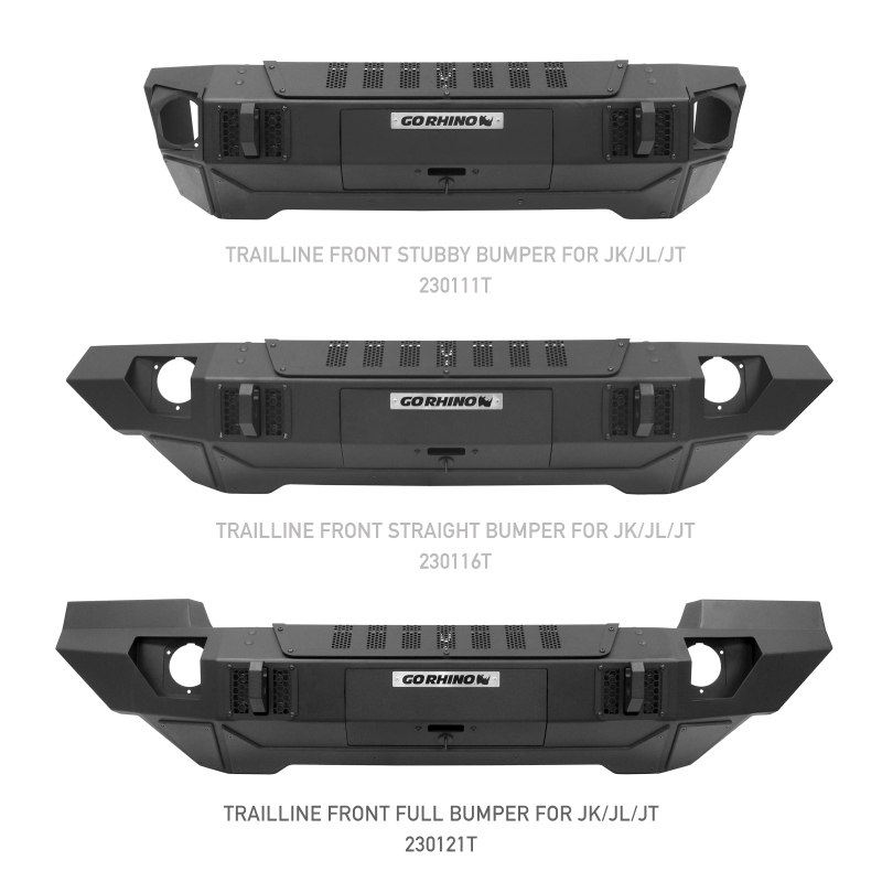 Jeep Wrangler Bumper - Front - Go Rhino - Trailine Full Width - Black - `07-`20